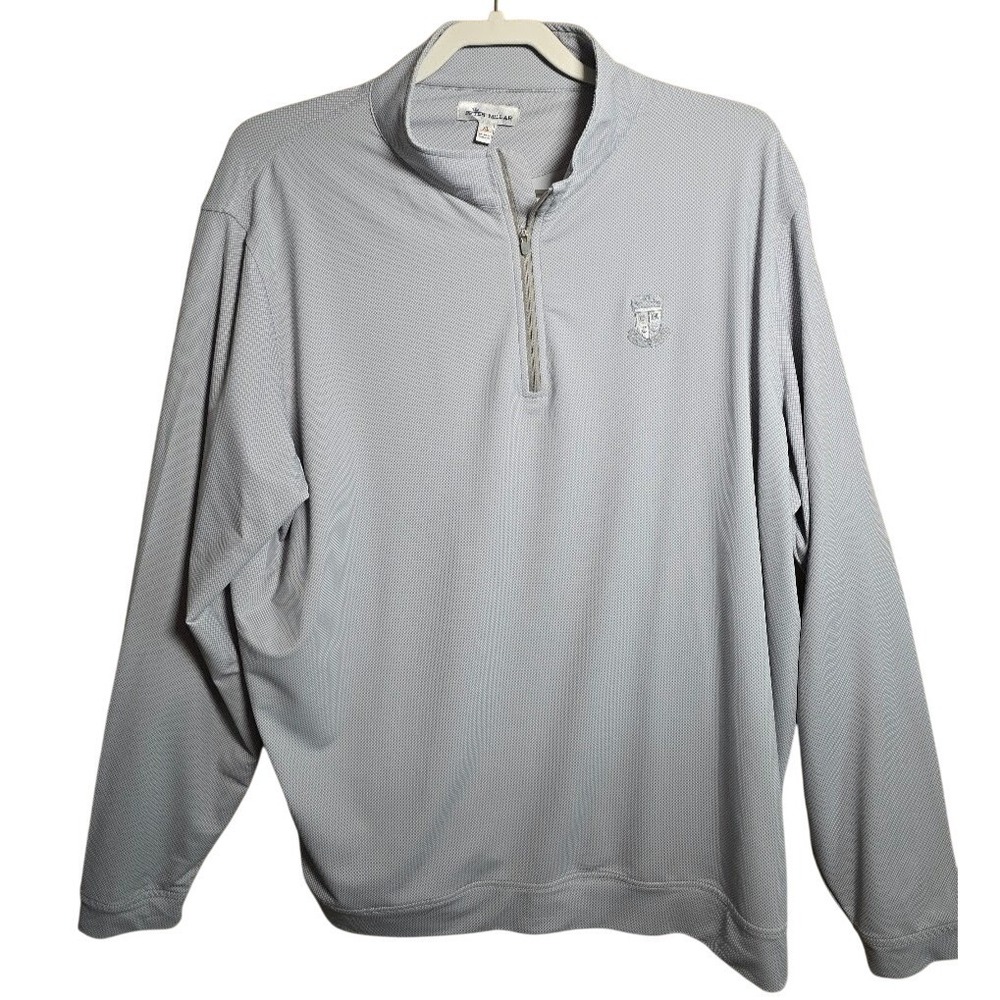 Peter Millar Mens XL Grey Barton Hills CC Crown Sport Quarter Zip Pullover Golf